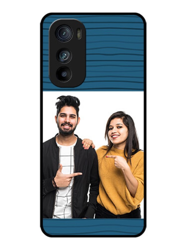 Custom Motorola Edge 30 Custom Glass Phone Case - Blue Pattern Cover Design