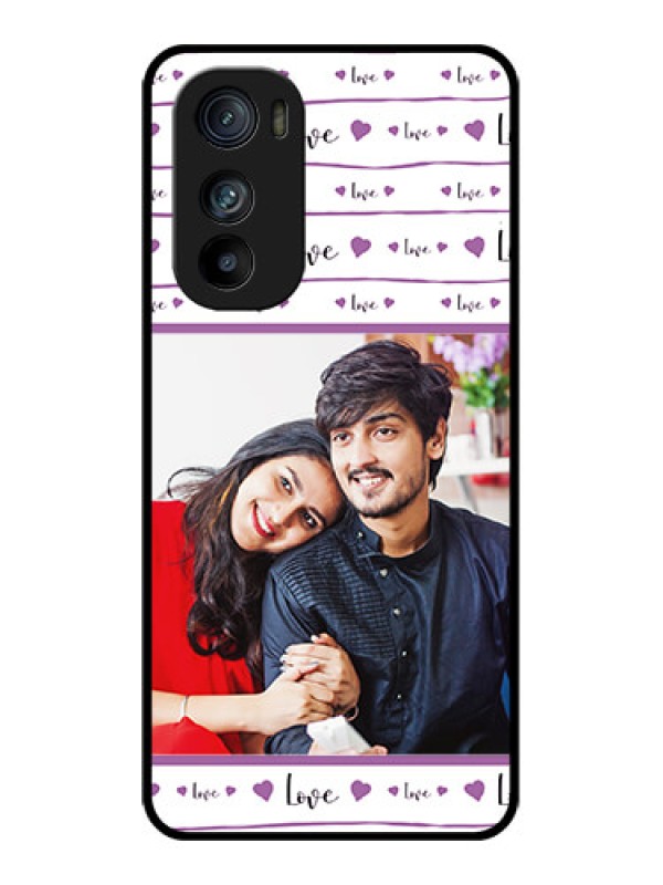 Custom Motorola Edge 30 Custom Glass Phone Case - Couples Heart Design