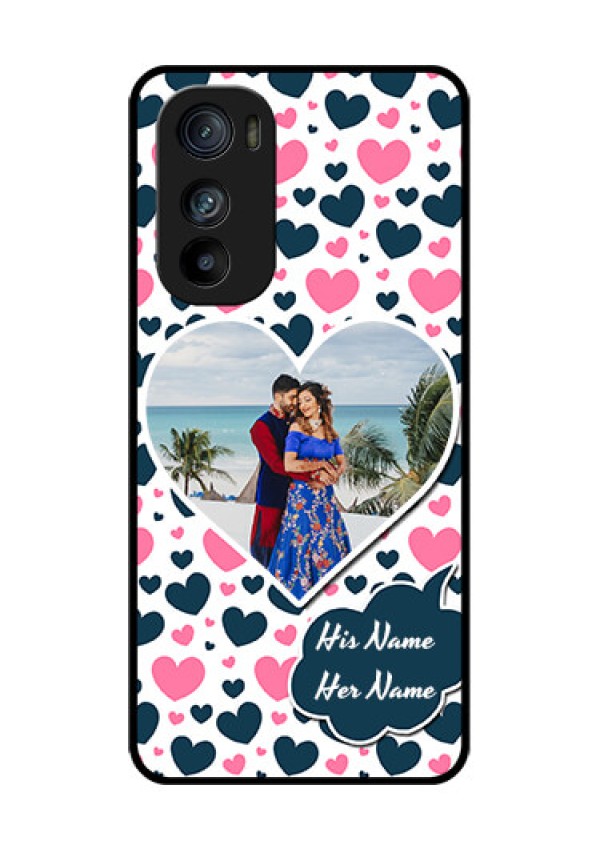 Motorola Edge 30 Custom Glass Phone Case - Pink & Blue Heart Design