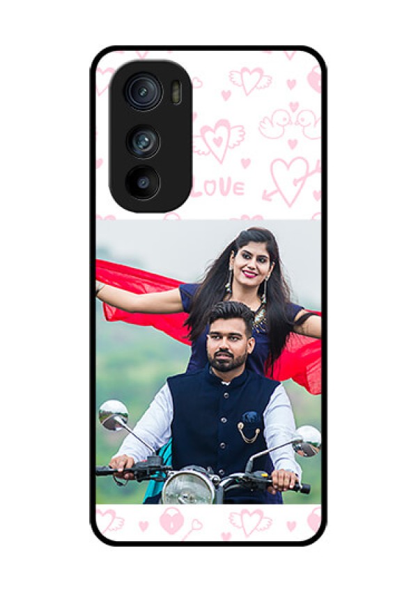 Motorola Edge 30 Custom Glass Phone Case - Pink Flying Heart Design