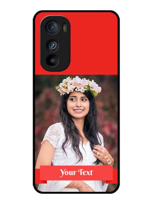 Custom Motorola Edge 30 Custom Glass Phone Case - Simple Red Color Design