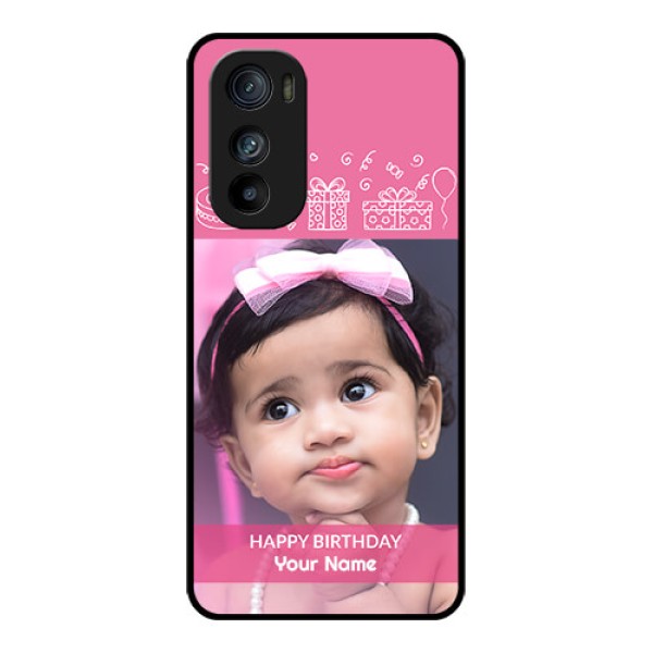 Motorola Edge 30 Custom Glass Phone Case - With Birthday Line Art Design