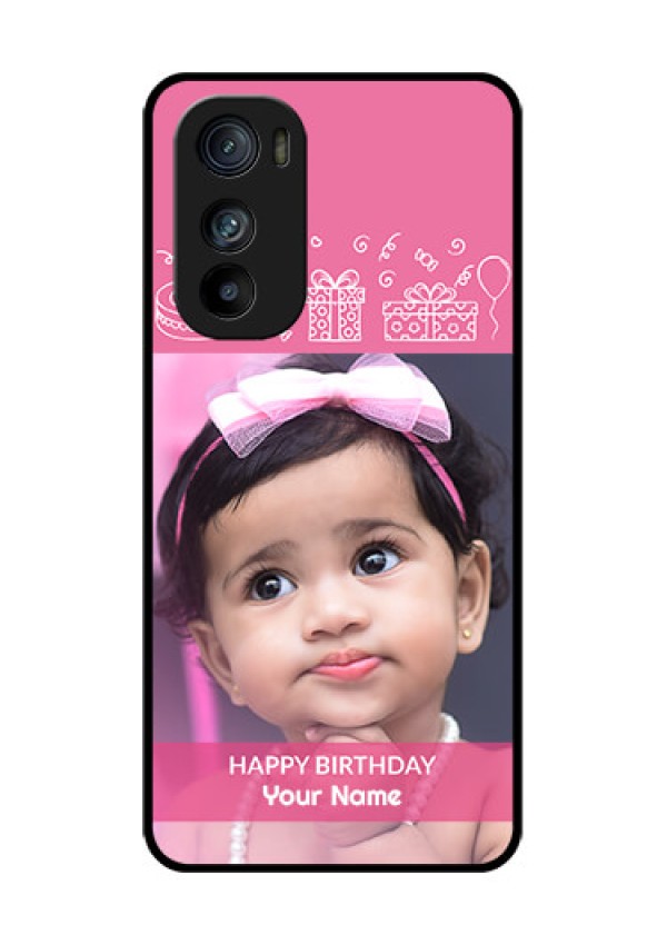 Motorola Edge 30 Custom Glass Phone Case - With Birthday Line Art Design