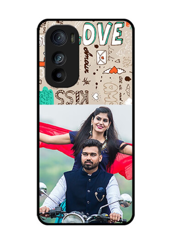 Motorola Edge 30 Custom Glass Phone Case - Love Doodle Pattern