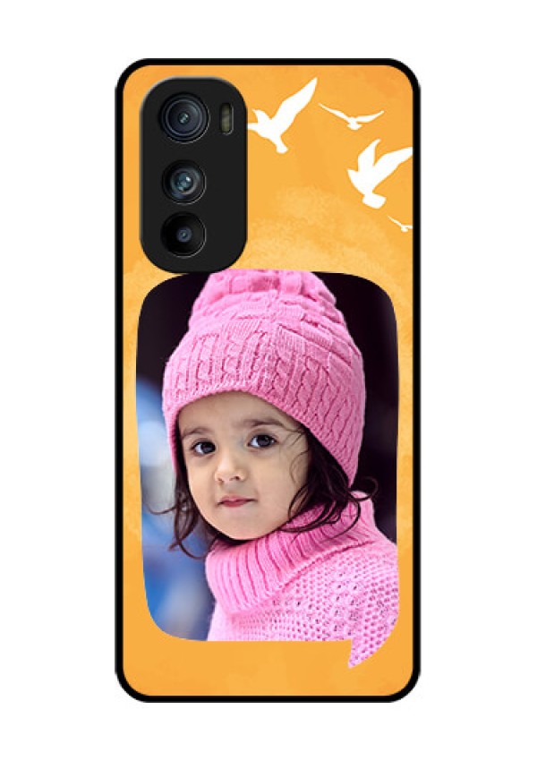 Motorola Edge 30 Custom Glass Phone Case - Water Color Design With Bird Icons