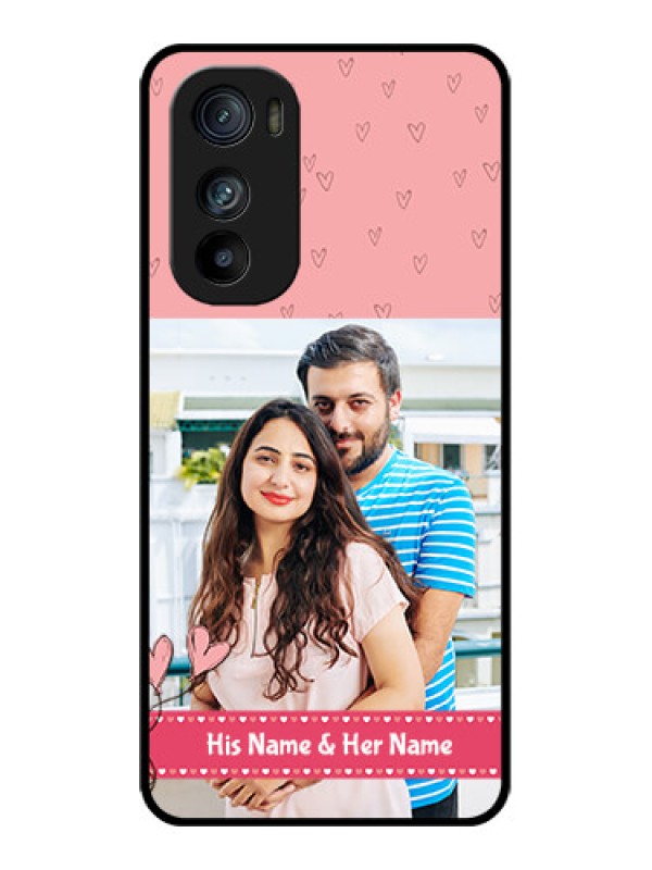 Custom Motorola Edge 30 Custom Glass Phone Case - Love Design Peach Color