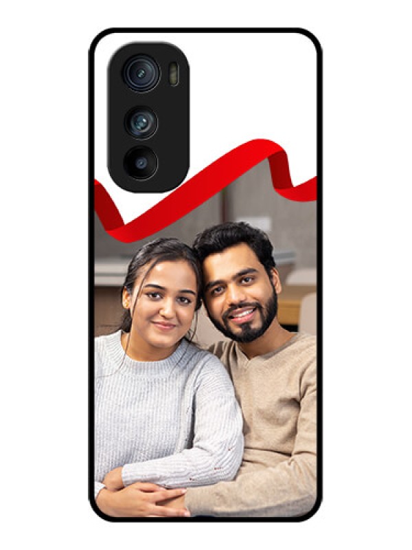 Custom Motorola Edge 30 Custom Glass Phone Case - Red Ribbon Frame Design