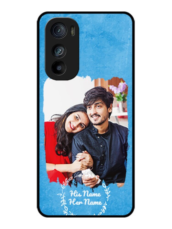 Custom Motorola Edge 30 Custom Glass Phone Case - Blue Color Vintage Design