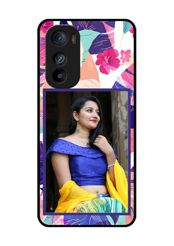 Motorola Edge 30 Custom Glass Phone Case - Abstract Floral Design