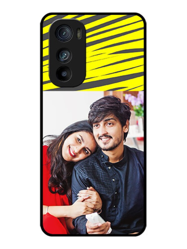 Custom Motorola Edge 30 Custom Glass Phone Case - Yellow Abstract Design