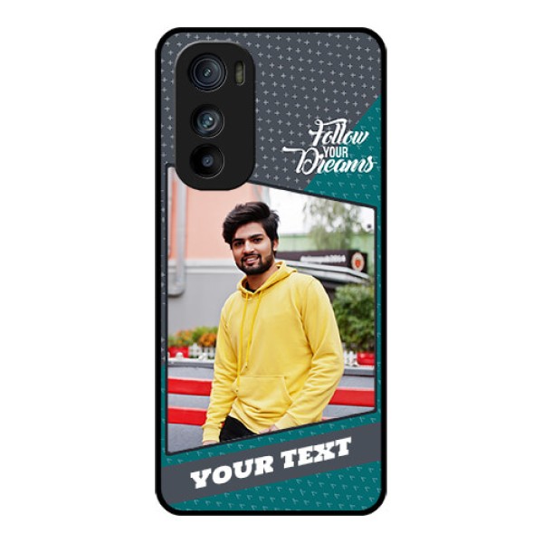Motorola Edge 30 Custom Glass Phone Case - Background Pattern Design With Quote