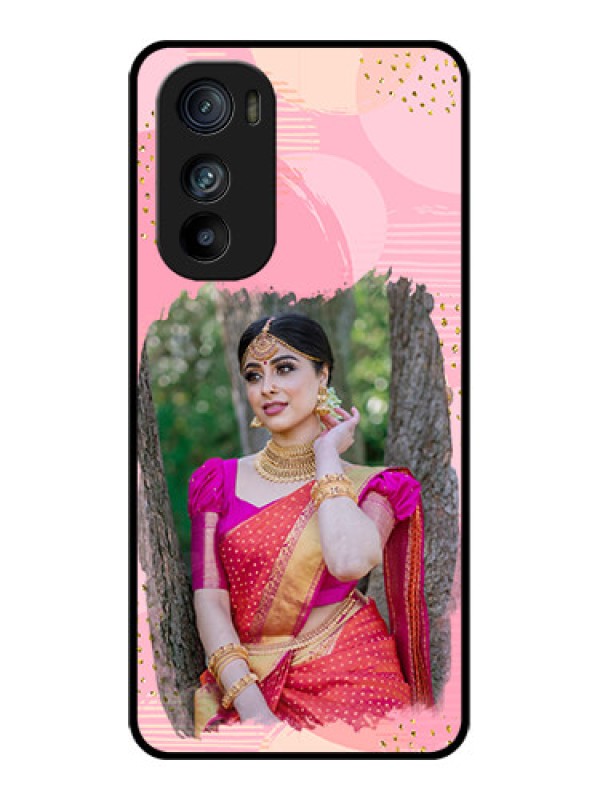 Custom Motorola Edge 30 Custom Glass Phone Case - Gold Glitter Splash Design