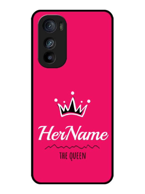 Custom Motorola Edge 30 Custom Glass Phone Case - Queen With Name Design