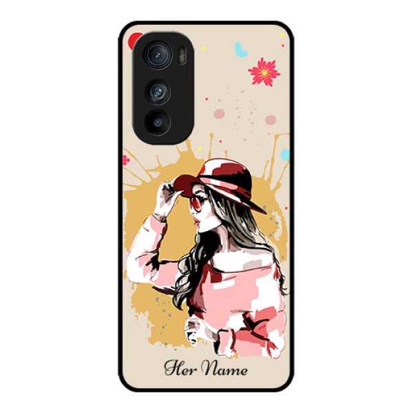 Motorola Edge 30 Custom Glass Phone Case - Women With Pink Hat Design Motorola Edge 30 Custom Glass Phone Case - Women With Pink Hat Design