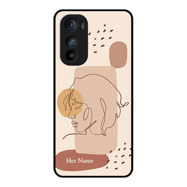 Motorola Edge 30 Custom Glass Phone Case - Calm Woman Line Art Design Motorola Edge 30 Custom Glass Phone Case - Calm Woman Line Art Design