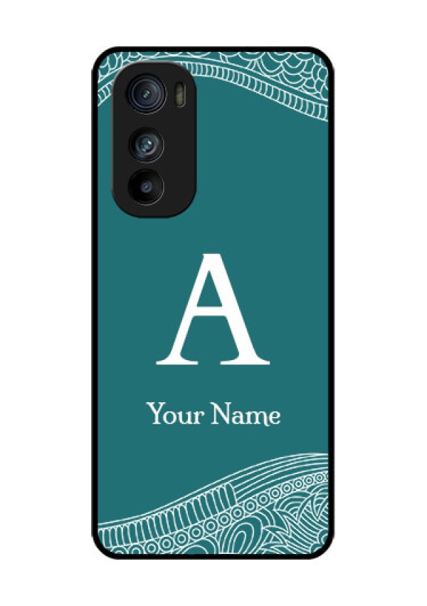 Motorola Edge 30 Custom Glass Phone Case - Line Art Pattern With Custom Name Design