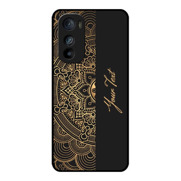 Motorola Edge 30 Custom Glass Phone Case - Mandala Art With Custom Text Design