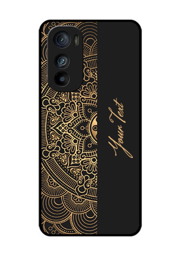 Motorola Edge 30 Custom Glass Phone Case - Mandala Art With Custom Text Design