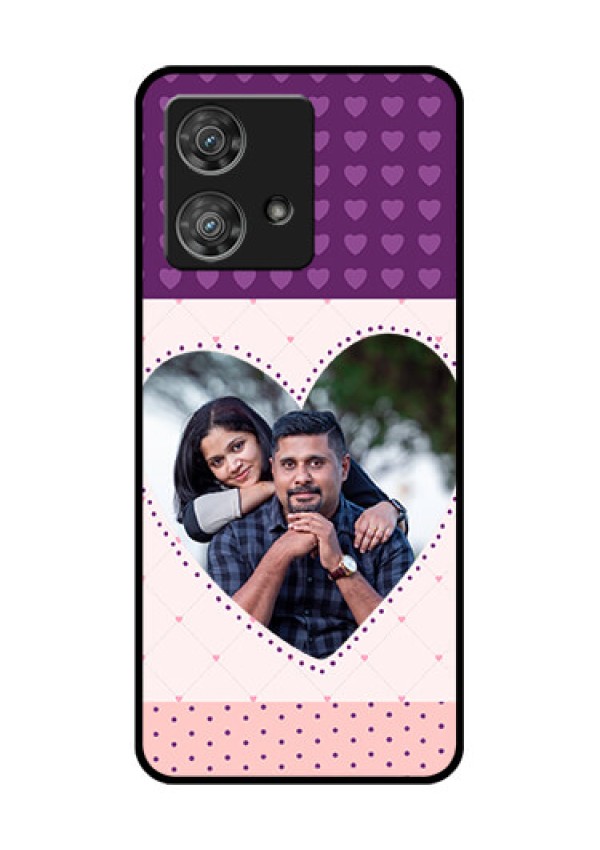 Motorola Edge 40 Neo Custom Glass Phone Case - Violet Love Dots Design