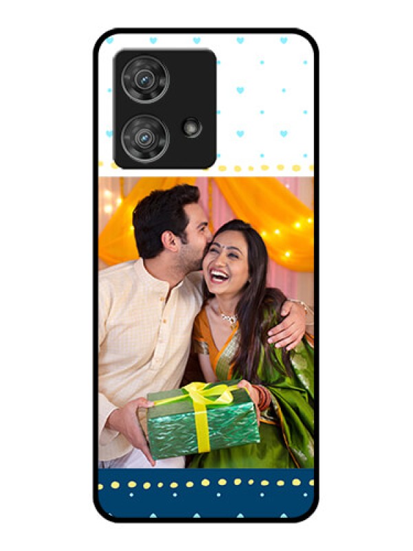 Custom Motorola Edge 40 Neo Custom Glass Phone Case - White And Blue Abstract Design