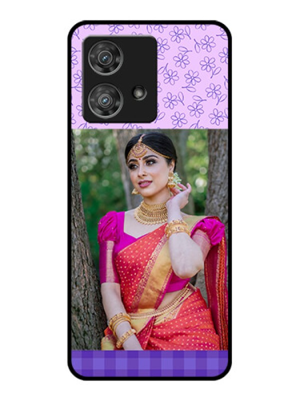 Custom Motorola Edge 40 Neo Custom Glass Phone Case - Purple Floral Design