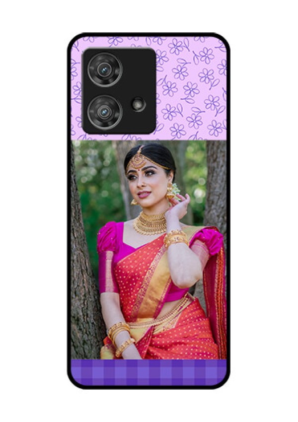 Motorola Edge 40 Neo Custom Glass Phone Case - Purple Floral Design