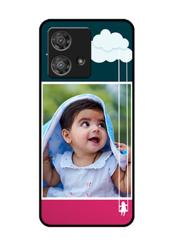Motorola Edge 40 Neo Custom Glass Phone Case - Cute Girl With Cloud Design
