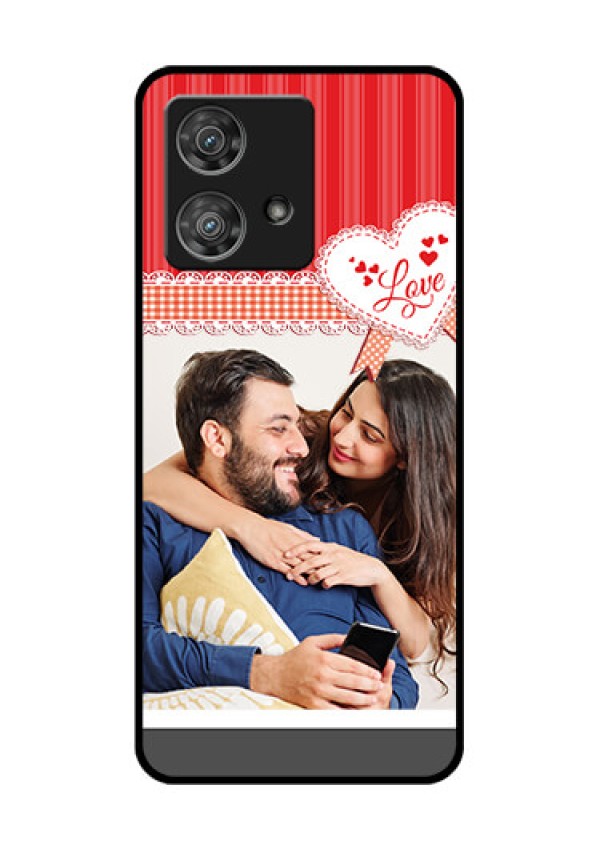 Motorola Edge 40 Neo Custom Glass Phone Case - Red Love Pattern Design