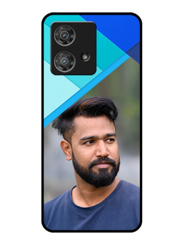 Custom Motorola Edge 40 Neo Custom Glass Phone Case - Blue Pattern Design