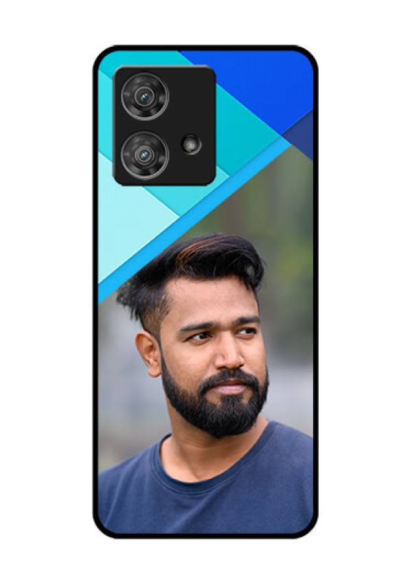 Motorola Edge 40 Neo Custom Glass Phone Case - Blue Pattern Design