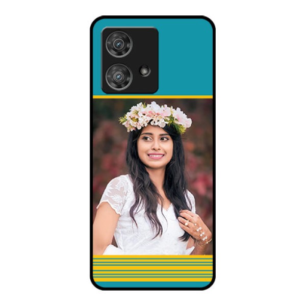 Motorola Edge 40 Neo Custom Glass Phone Case - Yellow & Blue Design