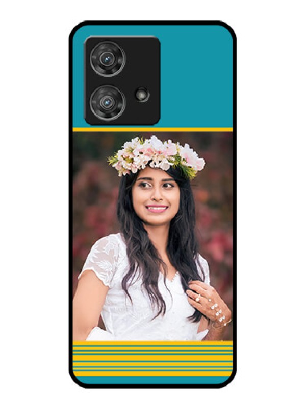 Custom Motorola Edge 40 Neo Custom Glass Phone Case - Yellow & Blue Design