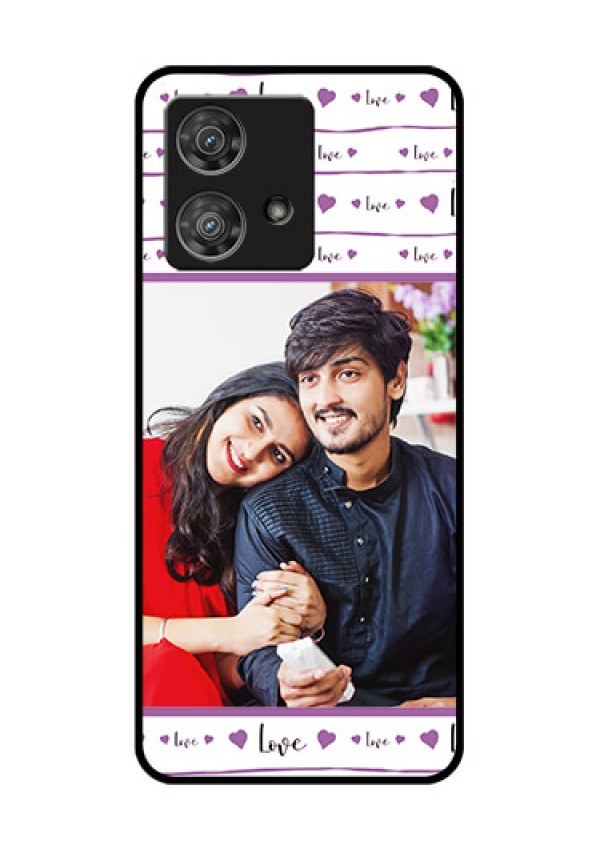 Motorola Edge 40 Neo Custom Glass Phone Case - Couples Heart Design