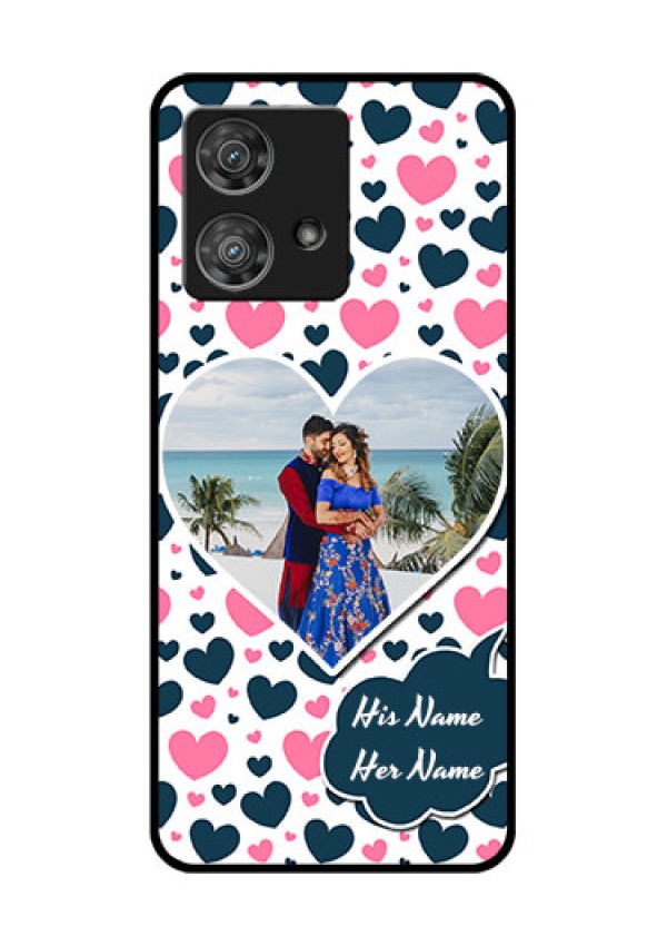 Motorola Edge 40 Neo Custom Glass Phone Case - Pink & Blue Heart Design