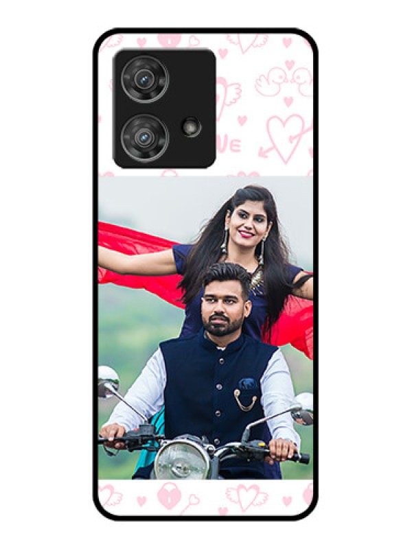 Custom Motorola Edge 40 Neo Custom Glass Phone Case - Pink Flying Heart Design