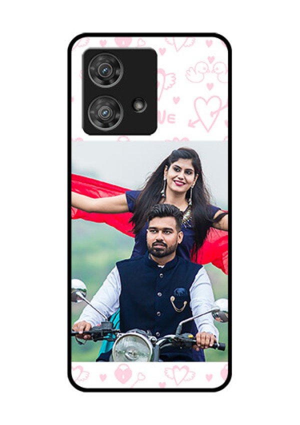 Motorola Edge 40 Neo Custom Glass Phone Case - Pink Flying Heart Design