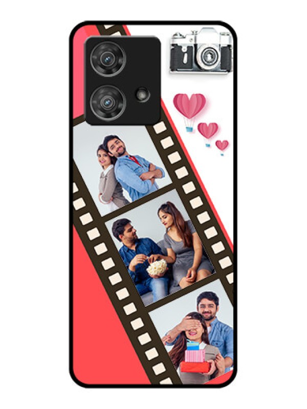 Custom Motorola Edge 40 Neo Custom Glass Phone Case - 3 Image Holder With Film Reel
