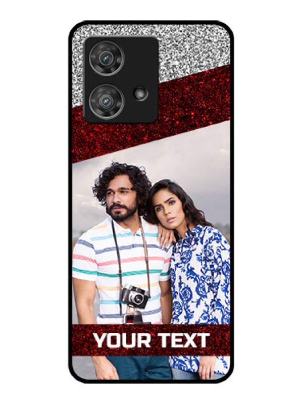 Custom Motorola Edge 40 Neo Custom Glass Phone Case - Image Holder With Glitter Strip Design