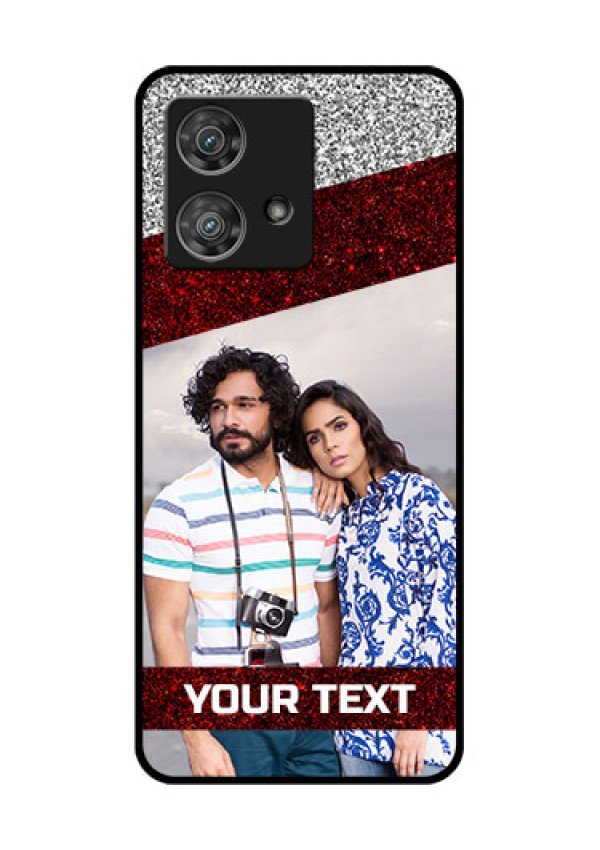 Motorola Edge 40 Neo Custom Glass Phone Case - Image Holder With Glitter Strip Design