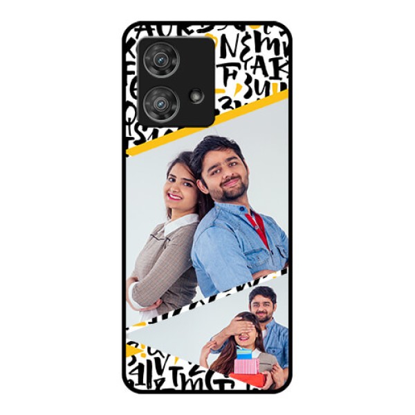 Motorola Edge 40 Neo Custom Glass Phone Case - Letters Pattern Design