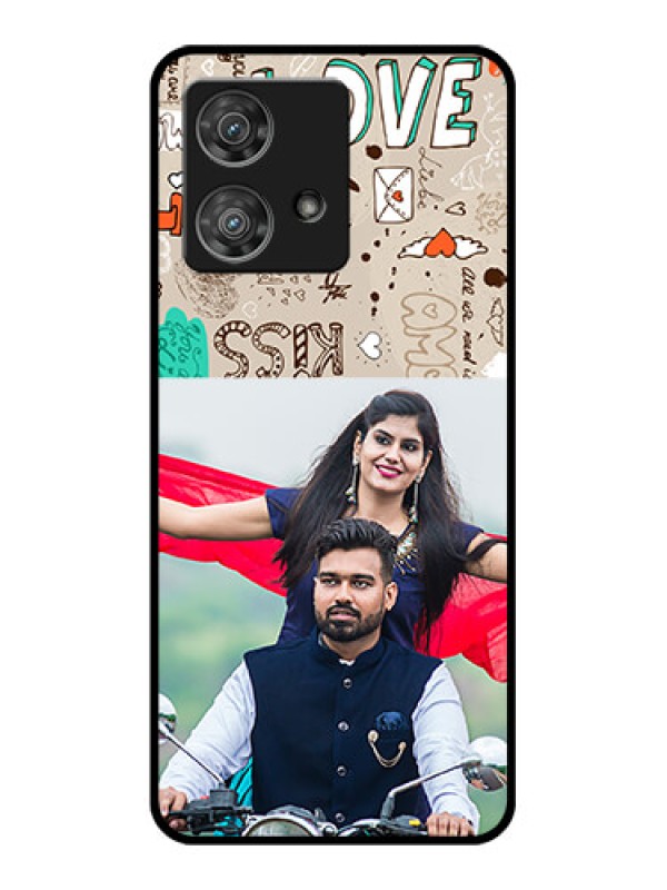 Custom Motorola Edge 40 Neo Custom Glass Phone Case - Love Doodle Pattern