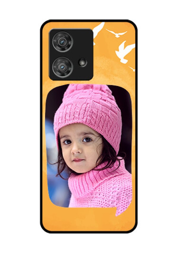 Motorola Edge 40 Neo Custom Glass Phone Case - Water Color Design With Bird Icons