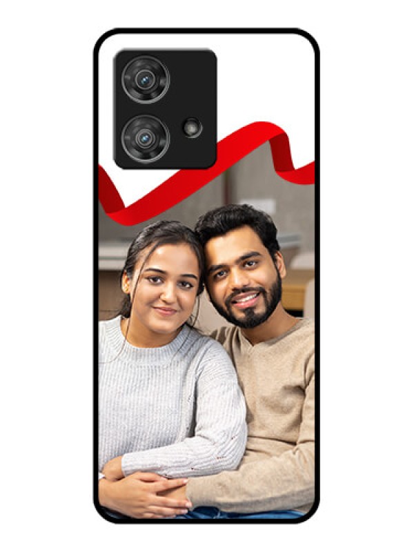 Custom Motorola Edge 40 Neo Custom Glass Phone Case - Red Ribbon Frame Design