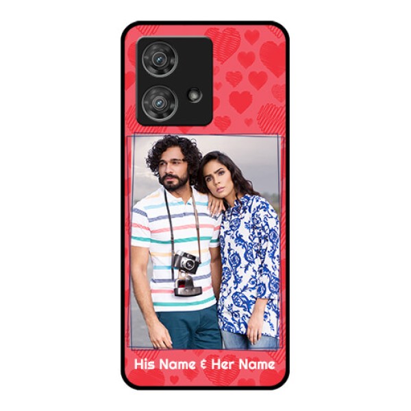 Motorola Edge 40 Neo Custom Glass Phone Case - With Red Heart Symbols Design Motorola Edge 40 Neo Custom Glass Phone Case - With Red Heart Symbols Design