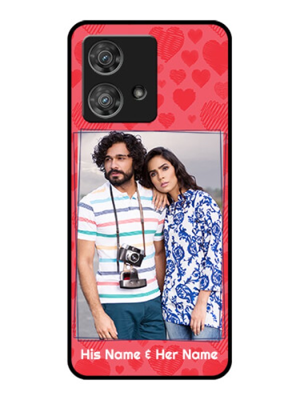 Custom Motorola Edge 40 Neo Custom Glass Phone Case - With Red Heart Symbols Design