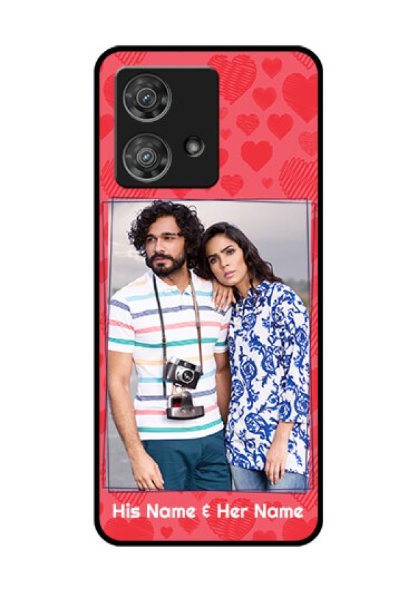 Motorola Edge 40 Neo Custom Glass Phone Case - With Red Heart Symbols Design