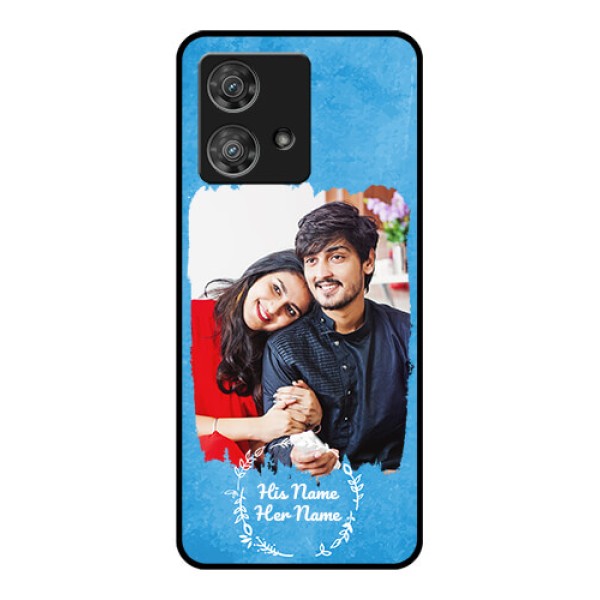 Motorola Edge 40 Neo Custom Glass Phone Case - Blue Color Vintage Design Motorola Edge 40 Neo Custom Glass Phone Case - Blue Color Vintage Design