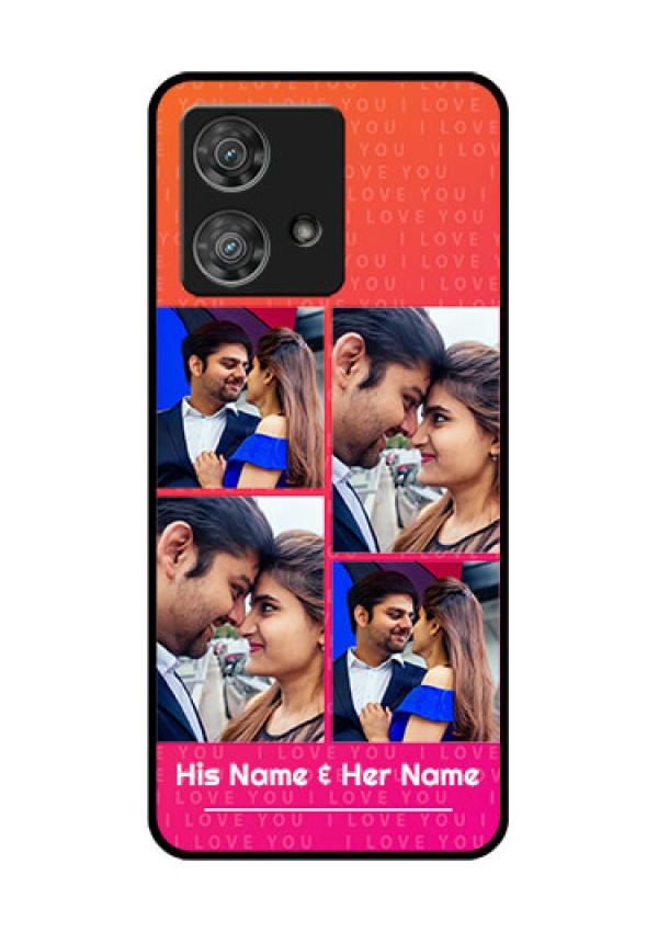 Motorola Edge 40 Neo Custom Glass Phone Case - I Love You Pink Design