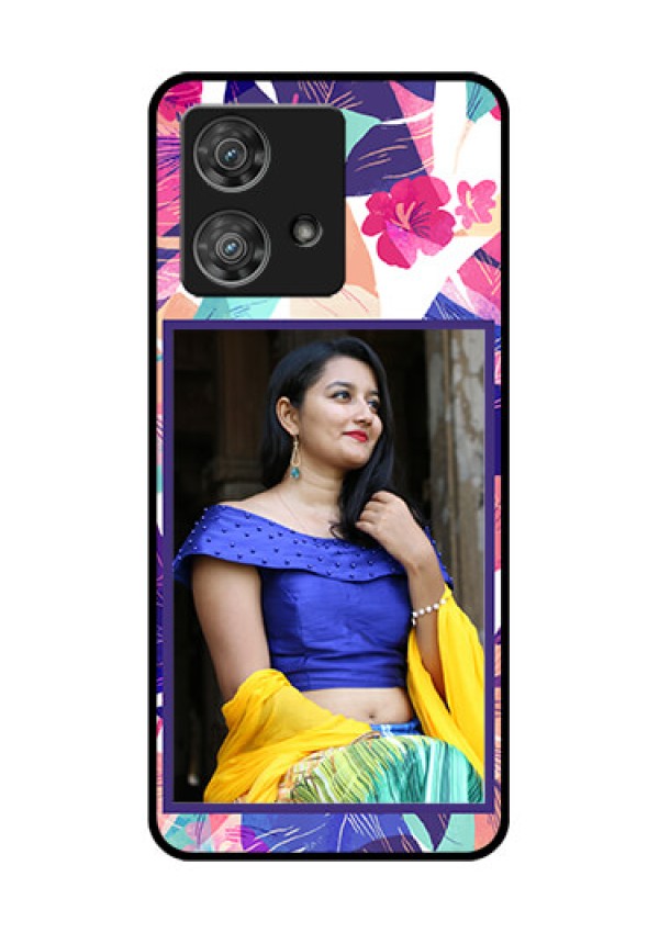 Motorola Edge 40 Neo Custom Glass Phone Case - Abstract Floral Design