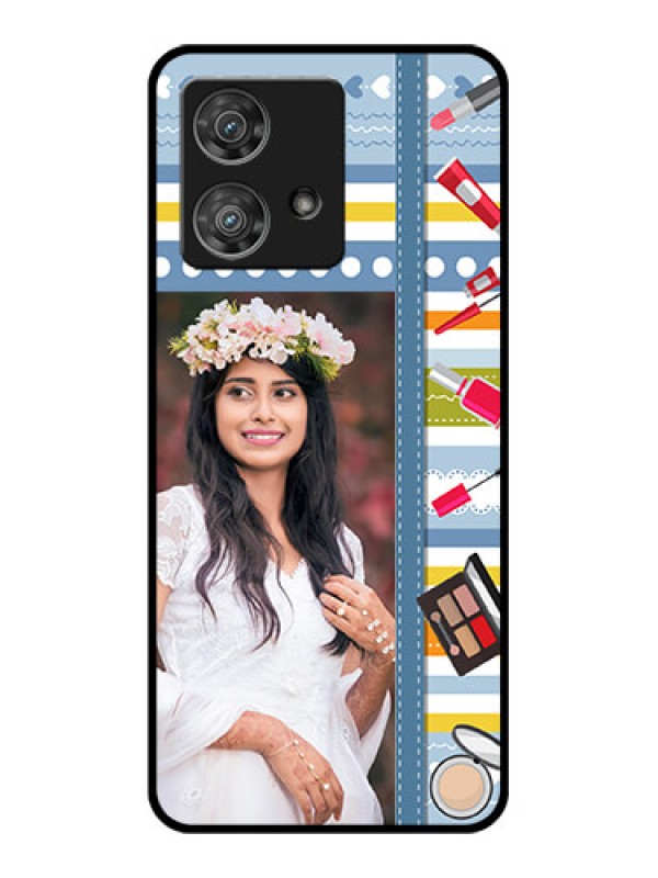Custom Motorola Edge 40 Neo Custom Glass Phone Case - Makeup Icons Design